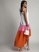 Pink and orange asymmetric dress FG648